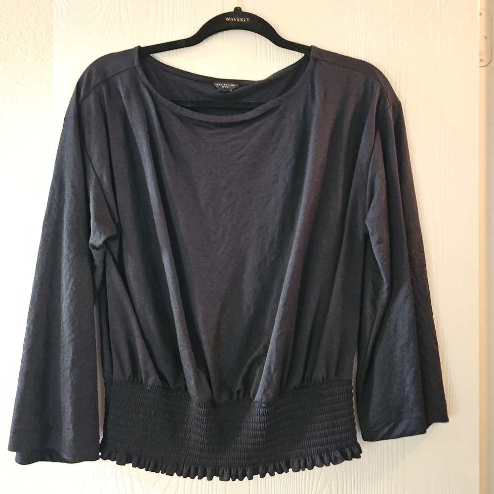 Ann Taylor Petite Black Smocked Waist Top – MP